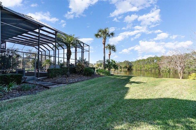 132 Pleasant Valley Dr, Daytona Beach, FL 32114 - view of yard featuring glass enclosure and a water view