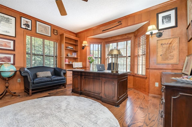 132 Pleasant Valley Dr, Daytona Beach, FL 32114 - office with a wealth of natural light, a textured ceiling, ceiling fan, and crown molding