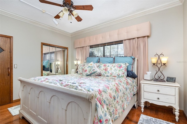 132 Pleasant Valley Dr, Daytona Beach, FL 32114 - bedroom featuring ornamental molding, ceiling fan, and wood finished floors