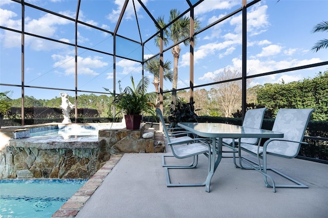 132 Pleasant Valley Dr, Daytona Beach, FL 32114 - view of patio with a lanai and outdoor dining area
