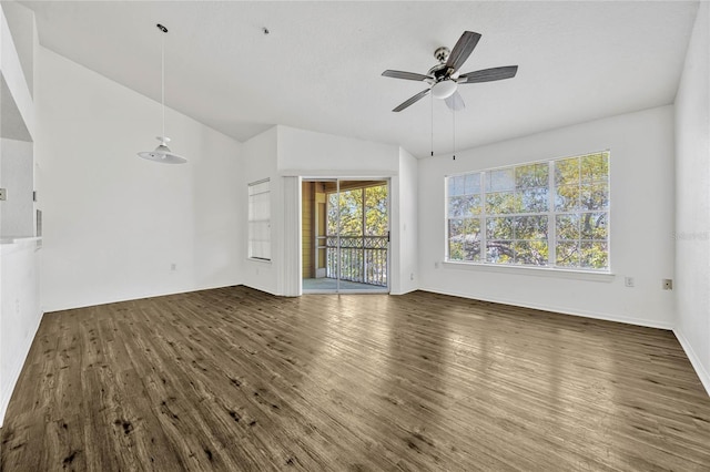 2314 Midtown Ter Unit 1136, Orlando, FL 32839 - unfurnished living room featuring vaulted ceiling, wood finished floors, and ceiling fan