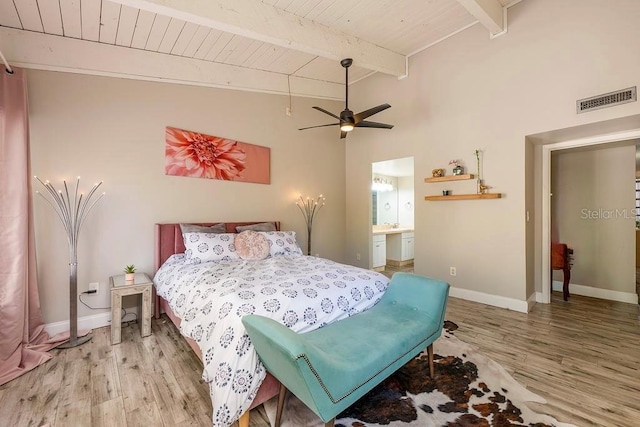 204 Tomoka Trl Unit 204, Longwood, FL 32779 - bedroom with vaulted ceiling with beams, visible vents, wooden ceiling, and wood finished floors