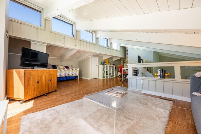 204 Tomoka Trl Unit 204, Longwood, FL 32779 - living area featuring wood ceiling, beamed ceiling, and wood finished floors