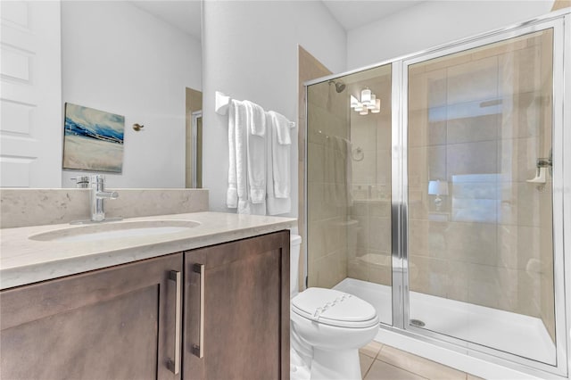 501 Burma St, Kissimmee, FL 34747 - full bathroom featuring vanity, toilet, a shower stall, and tile patterned flooring