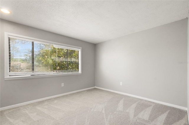 carpeted spare room featuring baseboards and a textured ceiling