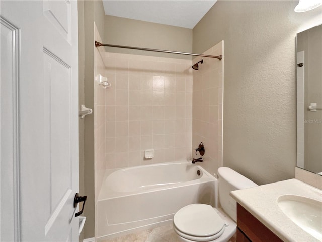 30411 Gidran Ter, Mount Dora, FL 32757 - bathroom with tub / shower combination, toilet, vanity, and a textured wall