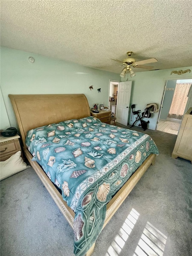6037 Hickory Grove Ln, Port Orange, FL 32128 - carpeted bedroom featuring ceiling fan and a textured ceiling