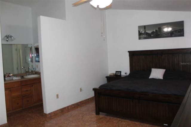 855 San Pedro Ct, Kissimmee, FL 34758 - bedroom featuring a ceiling fan, a sink, connected bathroom, and baseboards