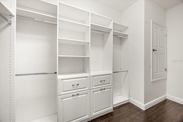 walk in closet featuring wood tiled floor