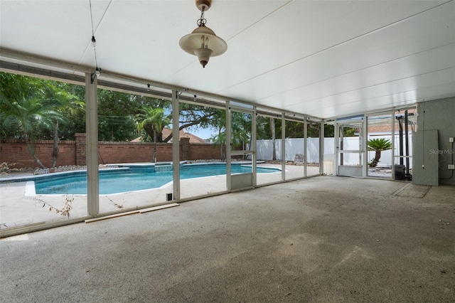 view of pool featuring a fenced in pool, a fenced backyard, and a patio area