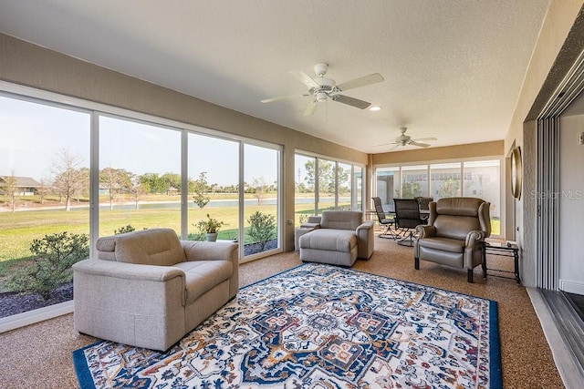 5729 Hickey Way, The Villages, FL 32163 - sunroom featuring outdoor lounge area and a ceiling fan