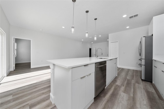 16407 SW 21st Terrace Rd, Ocala, FL 34473 - kitchen with light countertops, visible vents, modern cabinets, stainless steel appliances, and a sink