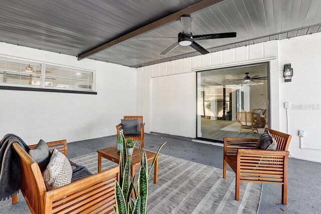 4907 21st Ave W, Bradenton, FL 34209 - interior space with outdoor lounge area and a ceiling fan
