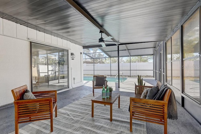 4907 21st Ave W, Bradenton, FL 34209 - sunroom with plenty of natural light, an outdoor living space, and ceiling fan