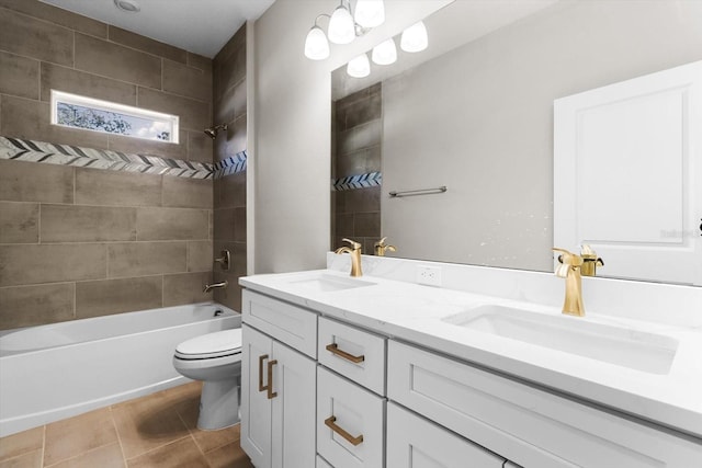 1973 E Celina St, Inverness, FL 34453 - full bath featuring toilet, double vanity, washtub / shower combination, and tile patterned floors