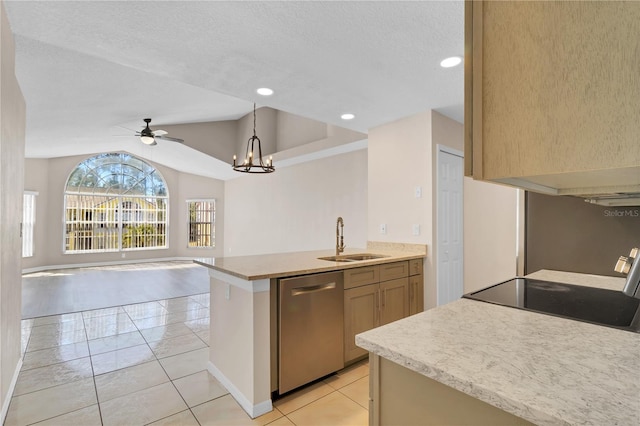 2007 Royal Bay Blvd Unit 144, Kissimmee, FL 34746 - kitchen with light tile patterned flooring, a sink, stainless steel dishwasher, and open floor plan