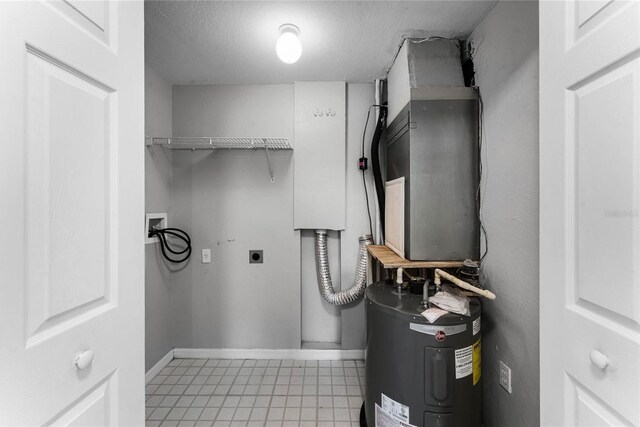 3384 Corona Village Way Unit 202, Orlando, FL 32835 - laundry room featuring water heater, washer hookup, a textured ceiling, hookup for an electric dryer, and laundry area
