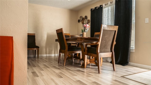 345 W Seminole Ave, Eustis, FL 32726 - dining area with wood finished floors, a textured ceiling, and baseboards