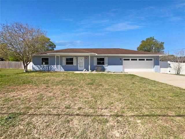 6 Almond Trce, Ocala, FL 34472 - ranch-style home with concrete driveway, an attached garage, fence, and stucco siding