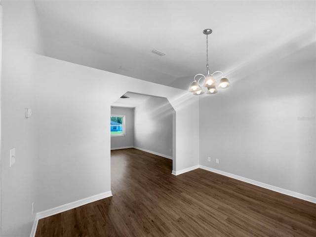 6 Almond Trce, Ocala, FL 34472 - bonus room with dark wood finished floors, an inviting chandelier, baseboards, and lofted ceiling