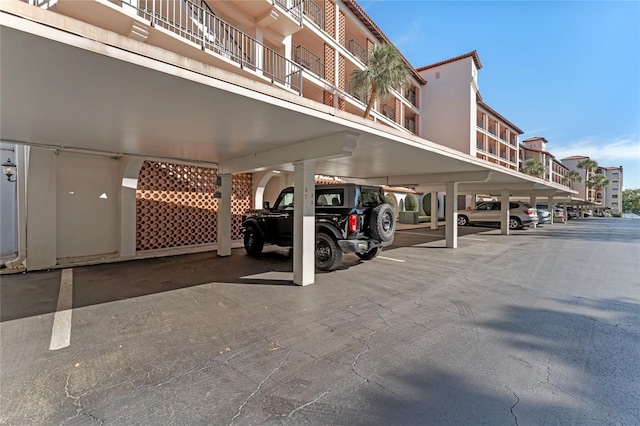 view of covered parking lot