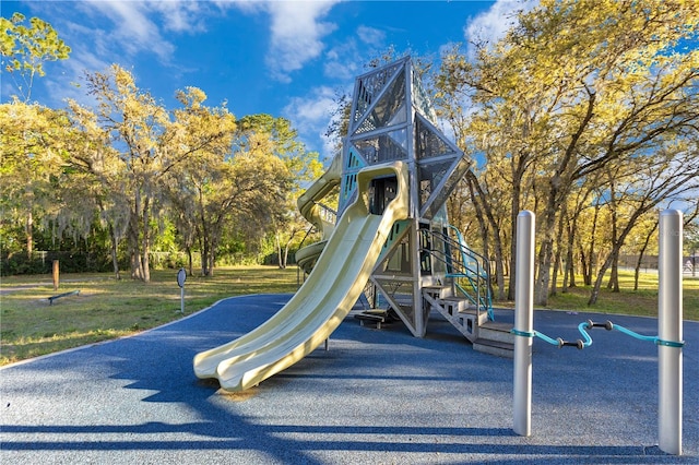 community playground with a lawn