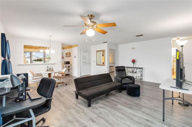 1148 Monroe Ave, Saint Cloud, FL 34769 - office with light wood-style flooring and a ceiling fan