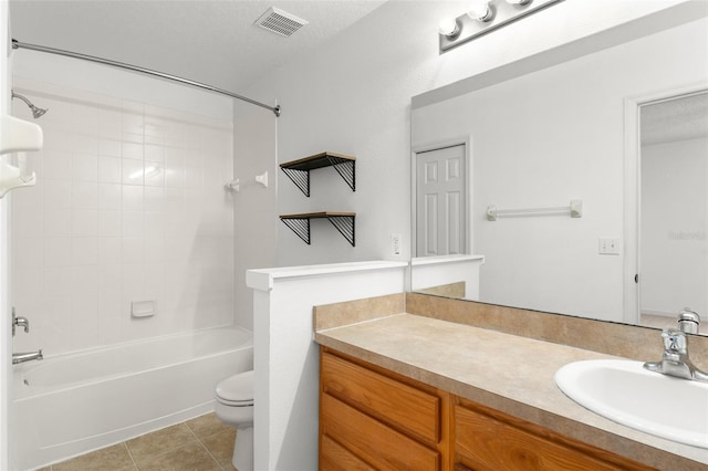 435 Tradition Ln, Winter Springs, FL 32708 - bathroom featuring vanity, toilet, tile patterned floors, visible vents, and shower / tub combination
