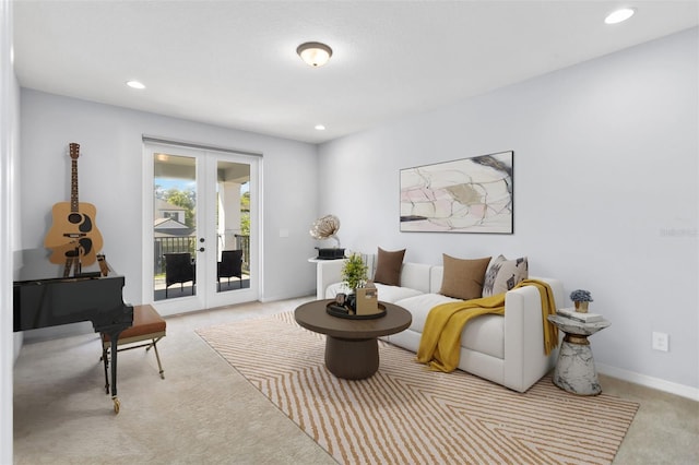 3121 Buffington Pl, Oviedo, FL 32765 - carpeted living room featuring french doors, recessed lighting, and baseboards