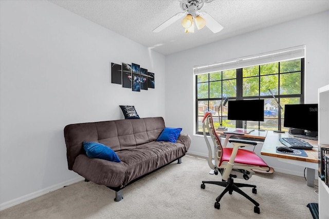 10400 Hunters Trail Ct, Orlando, FL 32817 - carpeted office with a textured ceiling, baseboards, and a ceiling fan