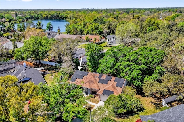10400 Hunters Trail Ct, Orlando, FL 32817 - aerial view featuring a water view and a wooded view