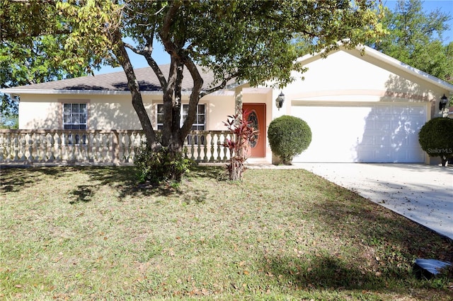 7 Sequoia Way, Kissimmee, FL 34758 - ranch-style house featuring concrete driveway, an attached garage, stucco siding, and a front lawn