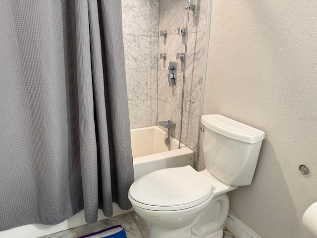 3024 Natoma Way, Orlando, FL 32825 - full bath featuring shower / bathtub combination with curtain, toilet, and marble look tile flooring