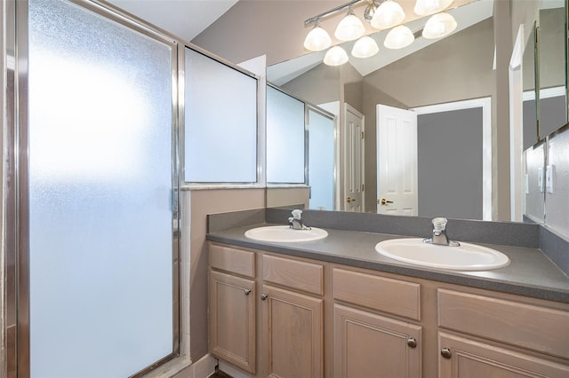 6274 Bristol Channel Way, Orlando, FL 32829 - bathroom featuring a sink, double vanity, and a shower stall