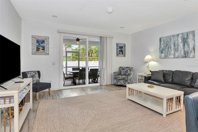 living area with wood finished floors