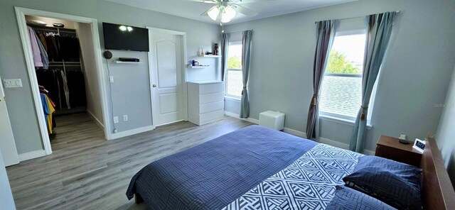 4730 Capital Blvd, Saint Cloud, FL 34769 - bedroom featuring a spacious closet, a closet, multiple windows, and wood finished floors