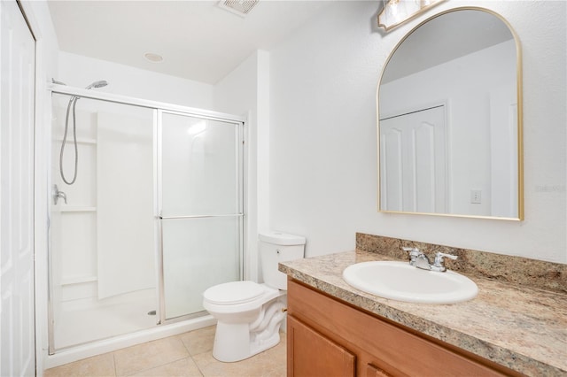 10124 Shadow Leaf Ct, Orlando, FL 32825 - full bathroom featuring visible vents, a shower stall, toilet, tile patterned floors, and vanity