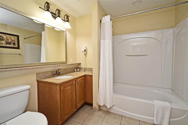 13427 Blue Heron Beach Dr Unit 1802, Orlando, FL 32821 - full bathroom with shower / bathtub combination with curtain, toilet, tile patterned flooring, and vanity
