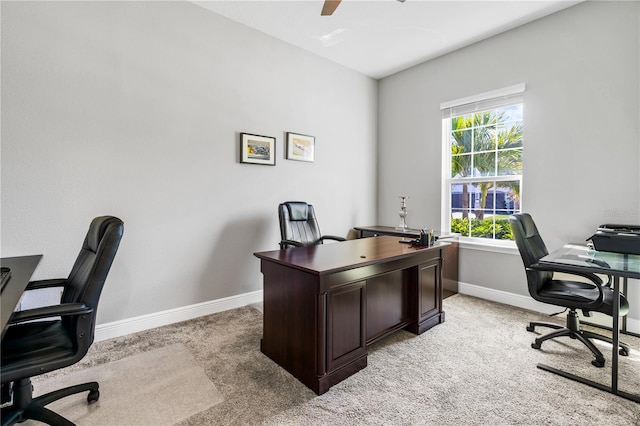 8384 Ludington Cir, Orlando, FL 32836 - home office featuring baseboards, ceiling fan, and light carpet