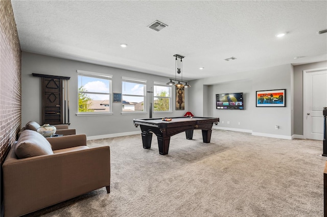 8384 Ludington Cir, Orlando, FL 32836 - game room with light carpet, a textured ceiling, and visible vents