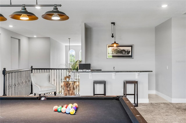 8384 Ludington Cir, Orlando, FL 32836 - rec room with baseboards, recessed lighting, carpet, and billiards