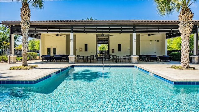 8384 Ludington Cir, Orlando, FL 32836 - pool featuring fence, outdoor dining space, french doors, and a patio area