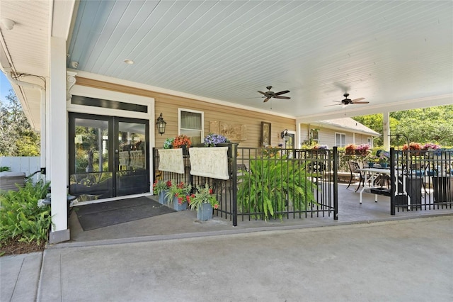 view of patio / terrace featuring outdoor dining space and ceiling fan