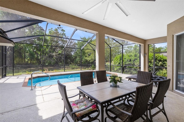 640 Brookfield Pl, Apopka, FL 32712 - pool with glass enclosure, outdoor dining space, and a patio