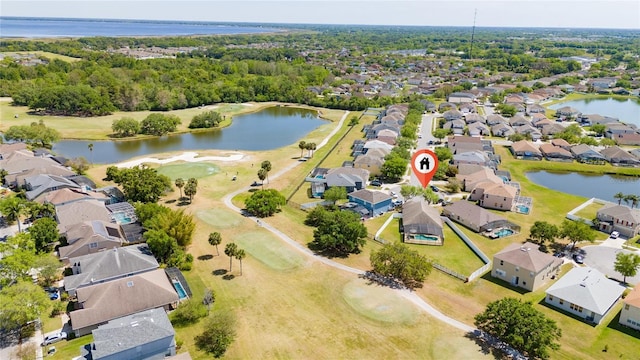 654 Chadbury Way, Kissimmee, FL 34744 - drone / aerial view with golf course view, a water view, and a residential view