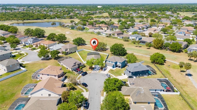 654 Chadbury Way, Kissimmee, FL 34744 - birds eye view of property featuring a water view and a residential view