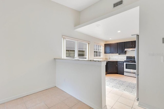 1002 Kelsey Ave, Oviedo, FL 32765 - kitchen with a sink, under cabinet range hood, baseboards, electric stove, and visible vents