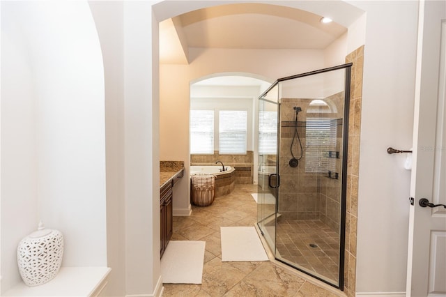 25813 Feather Ridge Ln, Sorrento, FL 32776 - bathroom with a shower stall, a bath, and vanity