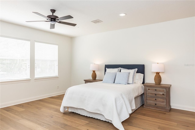 25813 Feather Ridge Ln, Sorrento, FL 32776 - bedroom featuring baseboards, light wood-type flooring, recessed lighting, and a ceiling fan