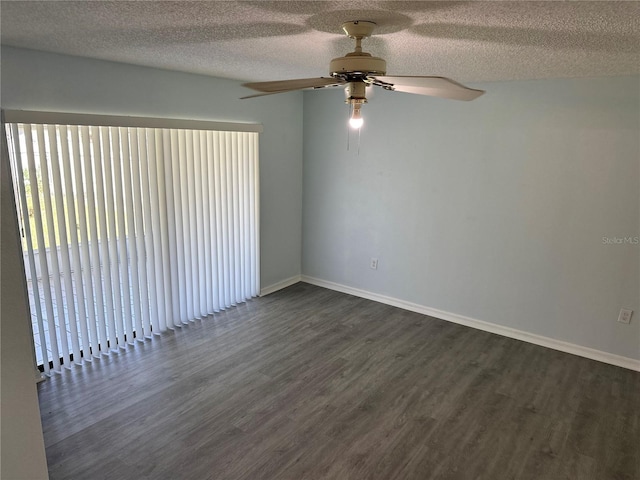 214 Magellan Dr, Kissimmee, FL 34758 - unfurnished room with a ceiling fan, a textured ceiling, baseboards, and dark wood finished floors